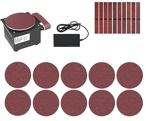 Smerigliatrice da banco, levigatrice a nastro, Levigatrice for lucidatura fai-da-te Affilatrice for bordi affilatrice Smerigliatrice multifunzionale Levigatrice a nastro a 7 velocità per affilare(Top