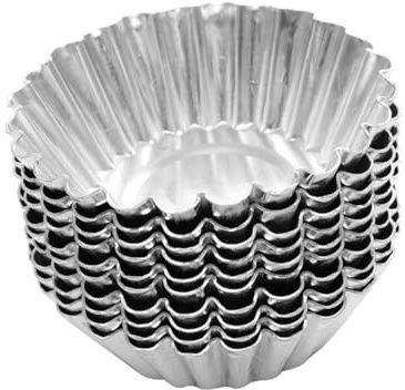 Unomor 100pcs Silver Tinplate Egg Tart Molds for Even Baking Cups