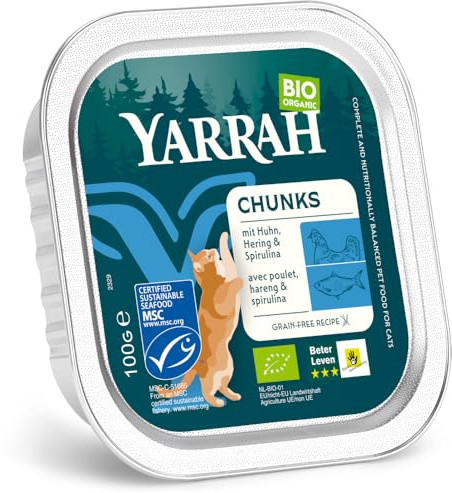 Yarrah Bio Katze Schale Bröckchen getreidefrei Fisch (MSC) 12 x 100 g