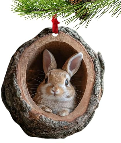 Colgantes de animales para árboles de Navidad,Adornos navideños de animales - Lindos adornos acrílicos 2D para árbol de Navidad - Mapache, búho, ardilla, erizo, conejito, pájaro, vida silvestre, adorn