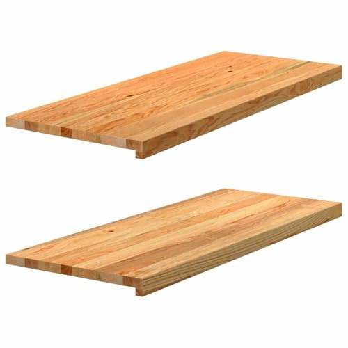 Xichuzi Davanzali 2 pz Marrone Chiaro 100x40x2 cm Legno Massello Rovere,Davanzali per Finestre,per Interni,Davanzale Interno,Soggiorno,Decorazione-4009160