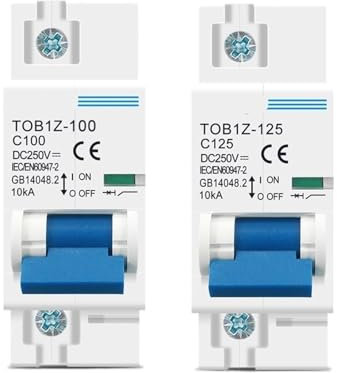 KTMBOHU Disjoncteur 1P 125A DC 250V for système PV, Interrupteur Principal de Batterie à Courbe C(80A)