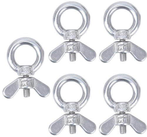 Meijeegu Lot de 5 vis à œil et écrous papillon M4 en acier inoxydable 304 avec vis à main pour fixer des ornements suspendus, des pots de fleurs, des supports de balançoire