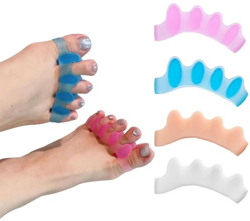 Zehenspreizer für alle Zehen, 4 Stk, Zehentrenner Silikon, zur Linderung von Hallux Valgus Schmerzen, Universalgröße, für Überlappende Zehen