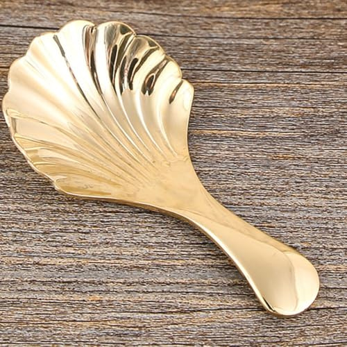 GLOBALHUT Elegant Brass Tea Scoop, for MINI Measuring Spoon, for Loose Leaf Tea Coffee Sugar Spices Kitchen Gadget Multifunctional Tool (B)