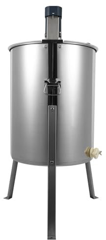 ‌Elektrische Honigschleuder Edelstahl, 4-Waben Profi-Schleuder mit 304 Edelstahlkorb & 80W Motor, Honig Imker, 6 Geschwindigkeiten,Tropfstopp-Funktion (Max. 45L/h)