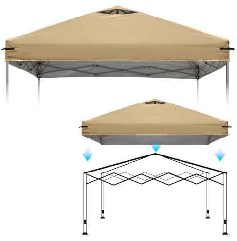 Ersatzdach Pavillon 3x3 mit verstellbarem Riemen, passend für Oberbreiten von 114-118 Zoll, wasserdicht und UV-beständig für Schatten im Freien (nur Dach) (Beige)