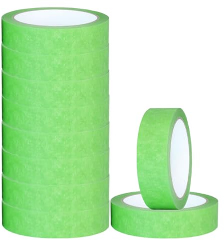 NORTHERN BROTHERS Masking Tape for Painting - Green Painters Tape 24mm x 50m Painting Decorators Tapes for Artist Indoor & Outdoor Decorating for Sharp Lines DIY Craft Adhesive Tapes, Pack of 10