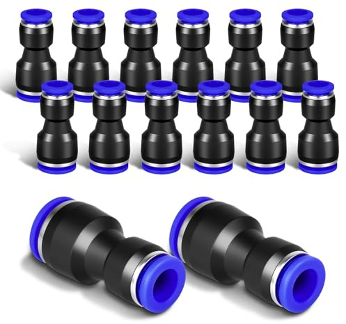 AOOWU 12-teiliges 8-10mm Pneumatisches Quick-Push-In-Verbindungs-Kit für Luftschläuche, Pneumatisches Verbindungsrohr Reduzierstk, Push to Connect Gerade Reduzierstk zum Anschließen von Fittings