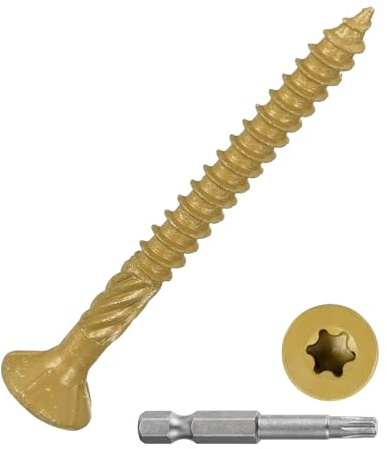 DTGN 160Pack #8x1-3/4 Deck Wood Screws kit Carbon Steel Tan | Wood Screws Epoxy-Coated Decking Screws W/ T25 Torx Star Drive Bit,Good for Decks,Fences,Frames,Farms,Outdoor Furniture