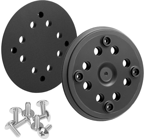 QWORK® 2 piezas Plato de lijado de 125 mm y 8 agujeros, plato de repuesto con hook y loop, compatible con lijadoras orbitales aleatorias PEX 270 A/PEX 270 AE, con tornillos
