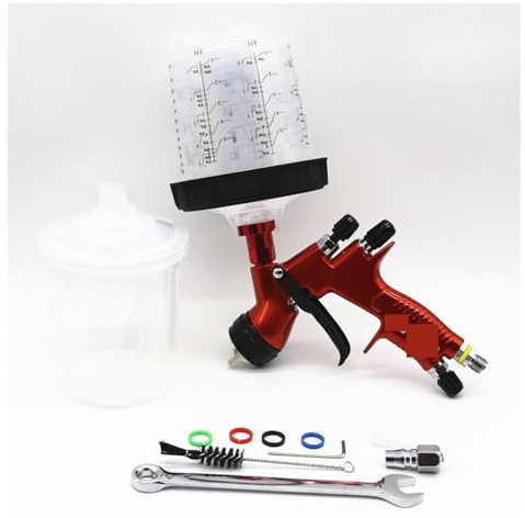 Pistolet pulvérisateur avec réservoir de mélange adaptateur Buse 1,3/1,8 mm Pistolet pulvérisateur pneumatique avec réservoir sans lavage à connexion rapide Gobelet de mélange de peinture Pulvérisateu
