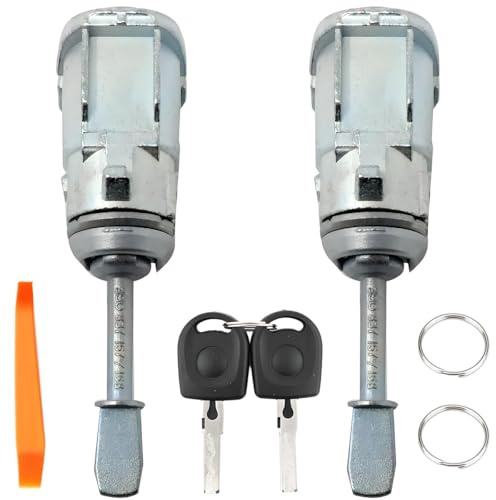 ZAMDOE 3B0837167 Türschloss Schließzylinder für VW P-ASSAT B5 1996-2006 L-UPO 6X1 6E1 G-olf IV Bora für SEAT Arosa 1997-2004 für Skoda S-uperb 2002-2008 für Audi A6 Links und rechts mit Schlüssel