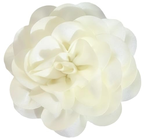 CREATCABIN Broches à Grandes Fleurs Broche Camélia Extra Large Épingles pour Vêtements Épingles à Revers Amovibles Tissu Satiné Broche pour Femmes Robes Fête Mariage Banquet Accessoires Soie Maïs 20cm