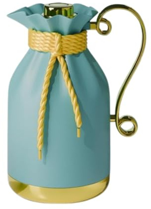 CoudarTitie Caraffa Termica Isolante Brocca caffè Bollitore Isolante Brocca Latte in Vetro E PP Versamento Facile Mantiene La Temperatura Adatta per Feste, Oro Blu