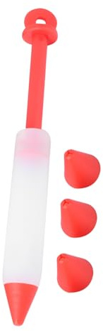 FONDOTIN Penna Decoratrice in Silicone Rossa per Dolci Penna Scrittura Cake Design per Biscotti Cioccolato Cupcake e Pasta di Zucchero Strumento Pipetta per Decorare Torte e Dolci con
