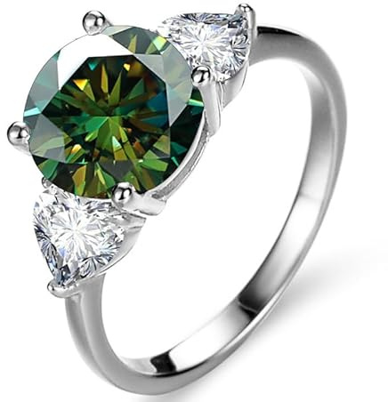 3ct D färg VVS1 Moissanite förlovningsring for kvinnor 925 sterling silver bröllopsring grön/blå/rosa diamantring med certifikat(Darkgreen,6)