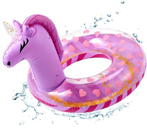 Einhorn Schwimmring, Schwimmreifen Aufblasbarer Schwimmring Aufblasbarer Pool Float Wassersport Partyzubehör Schwimmen Ring für Strand, Outdoor Partyzubehör(lLila)