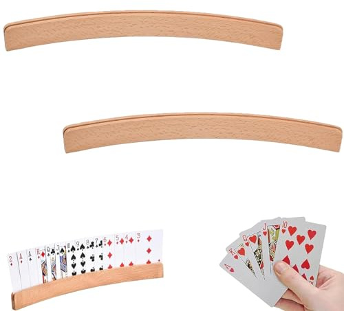 2 stycken spelkortshållare i trä, spelkortshållare korthållare, korthållare spelkort, händer pokerhållare för barn, kortspel fria händer, för äldre, vuxna och barn