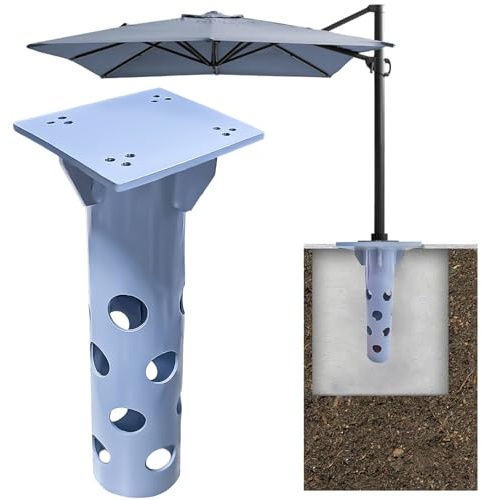 BOOSHMall Sombrilla de suelo, placa de suelo universal para sombrillas, anclaje de metal con base para hormigón, estable y fuerte resistencia al viento, soporta > 1000 kg