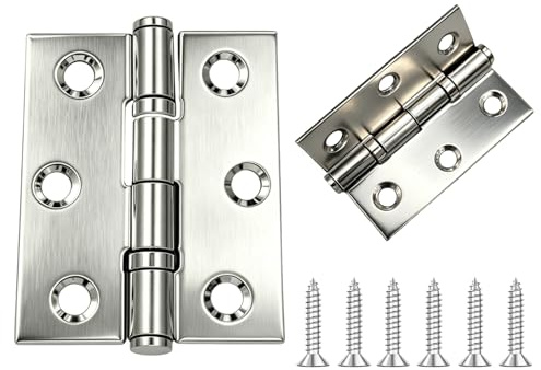 HAISHANG 4 Pièces 60x39mm Charniere Porte Placard pour Meubles avec Vis | Charnière Inox A2 V2A 304 Acier Inoxydable Paumelles Charnière Connecteurs pour Piano Meubles Armoire Porte Tiroir
