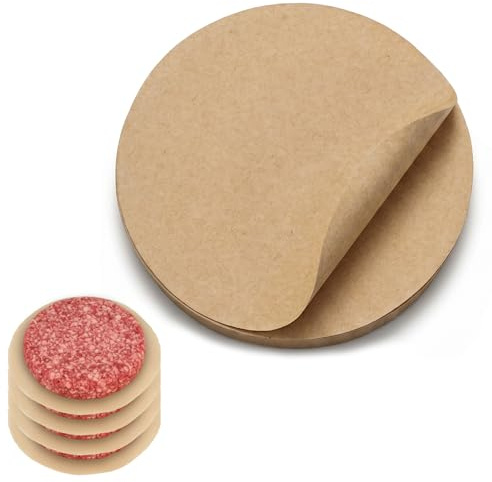 500PCS Burger Paper Sheets,10x10cm Parchment Paper Round | Non Stick Baking Paper for Burger Press Patty Separate Cake Baking Freezing