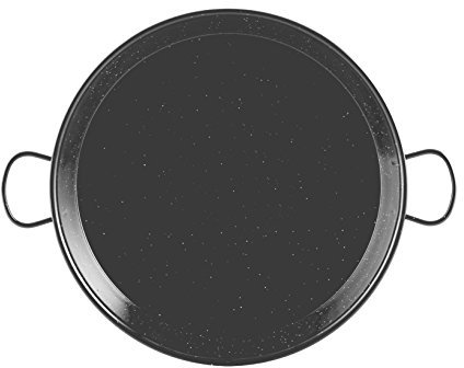 VAELLO - Plat à Paella en Métal Émaillé - Plat de Cuisson Résistant - Accessoire Cuisine Extérieure Facile à Nettoyer - Poêle à Paella à 4 Poignées, Ø 80 cm