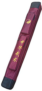 ZooBoo Tai Chi Sword Bag – Durable Kung Fu Single Layer Swords Carrying Case, Martial Arts Weapon Bag with Shoulder Strap, Oxford Cloth & PU Leather Design (Red, Single Layer)