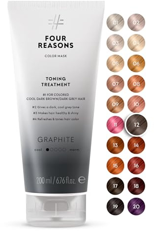 FOUR REASONS Color Mask, Graphite (27 Farbtöne) – Haar-Gloss & Farbspendende Pflege – Semi-Permanente Graue Haartönung – Vegan & Cruelty-Free – 200 ml