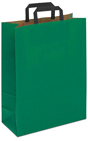 Papiertasche edel & stabil | 250 Stück grün 32+14x42 cm | Qualität aus deutscher Produktion | Tragetasche aus Papier | HUTNER