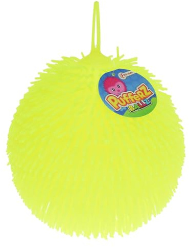 Toi-Toys Puffer Bälle für Kinder, Gelb – Fidget Toys Anti-Stress-Spielzeug Bälle mit Noppen Elastischer Ball mit Spitzen zum Drücken für Kinder Übung Squeeze – ca. 18 cm