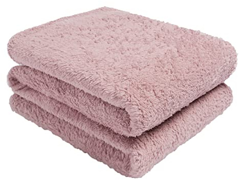 Brentfords Teddy Fleece Throw, Blush Pink, Double, 150 x 200 cm