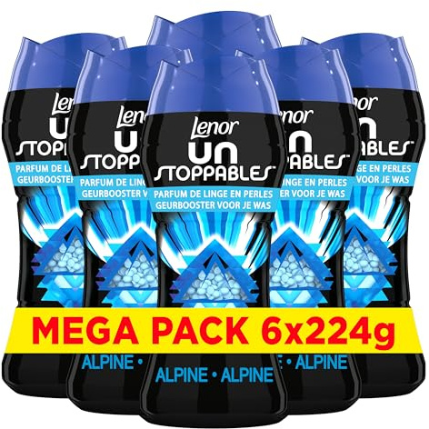 Lenor Unstoppables Parfum De Linge En Perles, 6x224g, Parfum Alpine, Fraîcheur Permanente Jusqu’à 12 Semaines Dans L’Armoire