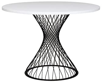 furni24 Quadrat Holztisch mit Metallbeinen, Esstisch, Tisch mit Drahtbeinen, Esszimmer, Küchentisch, Restauranttisch, weiß, 59x59cm (105x75.5cm)