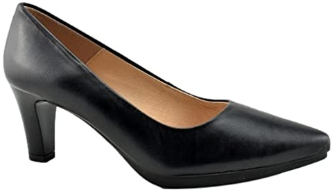 CHAMBY - Zapato Tipo SALÓN DE Piel con Planta Acolchada Y Plataforma DE Goma Flexible 375702 Cuero Mujer Color: Negro Talla: 38