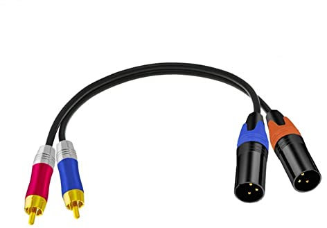 Generic Cavo 2 XLR Maschio a 2 Femmine RCA Cavo Portatile Connettore a Contatto Stabile Cavo Audio Stereo for Amplificatore (Color : 0point3M)