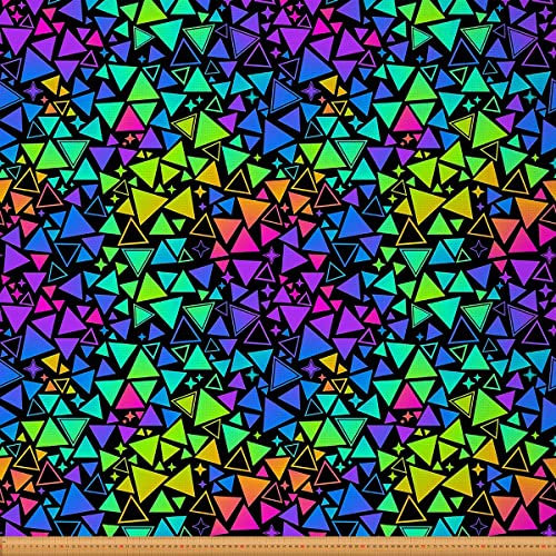 Bunter Geometrischer Stoff Meterware Ombre Regenbogen Neon MöBelstoff Stern Dekostoff Modernes Abstraktes Dreieck Wasserdichter Draussen Stoff DIY Art Polster und Wohnakzente 184 x 150 (HxB)