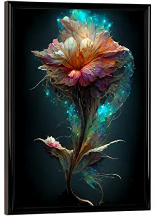 artboxONE Poster mit schwarzem Rahmen 18x13 cm Natur Funkelnde Blume - Bild Digitale Blume Digitale