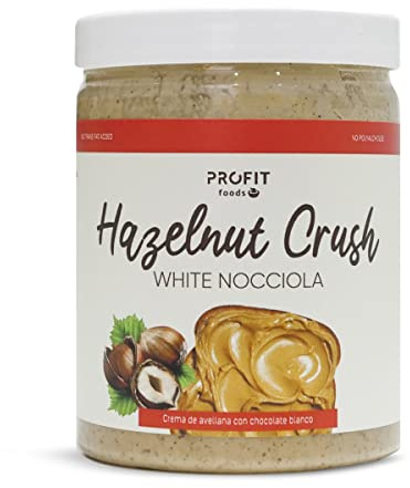 PROFIT - Crema de avellanas y anacardos sabor crema de chocolate blanco - 250 gramos - Con avellanas y anacardos 100% naturales - Sin azúcares añadidos ni aceite de palma - Libre de gluten.