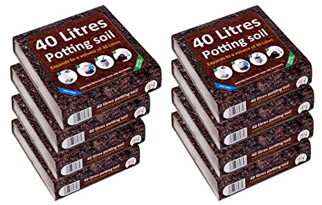 GreenBrokers 8 Packs of 40 Ltr Organic Potting Compost | Peat-Free & Nutrient-Enriched | Expands to 40 Liters | For Indoor & Outdoor Plants | Enhanced with Plant Food