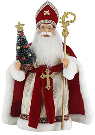 Windy Hill Collection Netherlands Dutch Sinterklaas Saint Nicholas 16 Inch Santa Claus Standing Figurine Decoration 163054