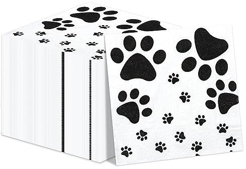 Lot de 100 serviettes de table pour fête sur le thème du chien, fête d'anniversaire pour enfants, fête prénatale