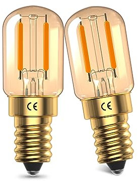 DoRight Vintage E14 LED Glühbirnen, Mini 1W LED Lampe Bernstein Glas, Warmweiß 2200K, E14 SES LED Filament Retro Lampe Glühlampe, 10W-15W Äquivalent, 95 Lumen, Nicht Dimmbar, 2 Stücke