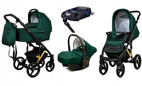 BabyLux® Kinderwagen Set 4 in 1 - UZO - incl. Babywanne, Buggy Sportsitz, Auto-Babyschale, ISOFIX-Basisstation - Autositz - Kinderwagenset - Kombikinderwagen mit Wickeltasche usw.