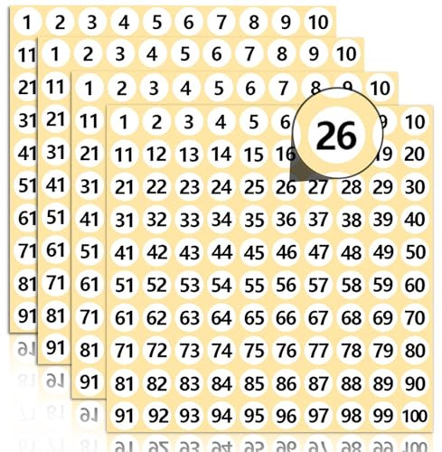 12 Sheets Small Number Stickers, 1 to 100 10mm Round Number Self Adhesive Labels, Inventory Organizing Stickers Decal for Storage, Boxes, Toolbox (White)