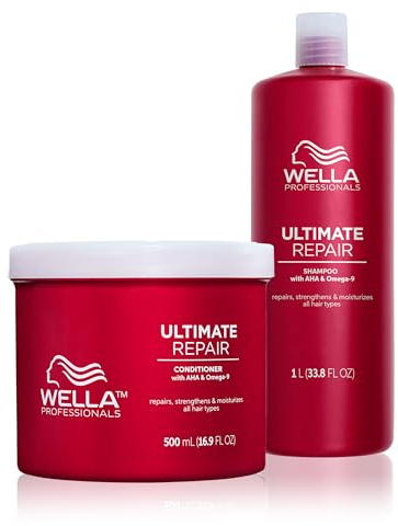 Wella Professionals Ultimate Repair Vorteils-Set – Repair Shampoo zur Tiefenreinigung & reparierende Spülung mit Omega 9 – 1 L Feuchtigkeitsshampoo & 500 ml Conditioner