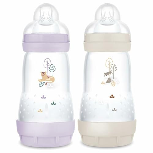 Lot de 2 Biberons - MAM - Easy Start / Anti-Colique - 260 ml - Tétine Débit 2 - Lilas + Sable