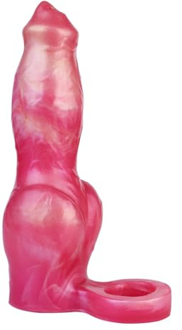 Silikon Realistischer Animal Wolf Hund Penis Dildos mit Knoten Penishülle Penismanschetten Erektionssteigerung Penis Extender Vergrößerung Penis Sleeve G-Punkt Stimulation Sexspielzeug Männer,Red