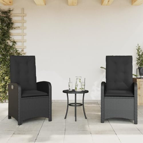 Tidyard Gartensessel mit Kissen 2 STK. Verstellbar Loungesessel Sessel Gartenstuhl Gartenstühle Balkonstühle Terrassenstühle Sessel für Garten Terrasse Schwarz Poly Rattan