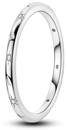 Parmuz 925 Sterling Silver Rings for Woman Dainty Stackable Ring CZ Star Moon Cross Eternity Engagement Bands Ring Gift for Her